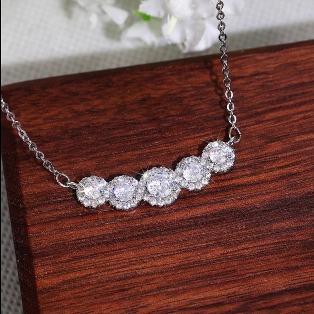 The Smith Cubic Zirconia and 925 Silver Pendants Necklace